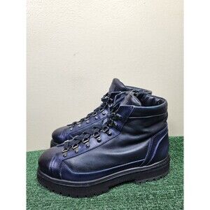 Santoni 2-Tone Black Navy Leather Men's Ankle Side Zip Combat Boots Size 7.5